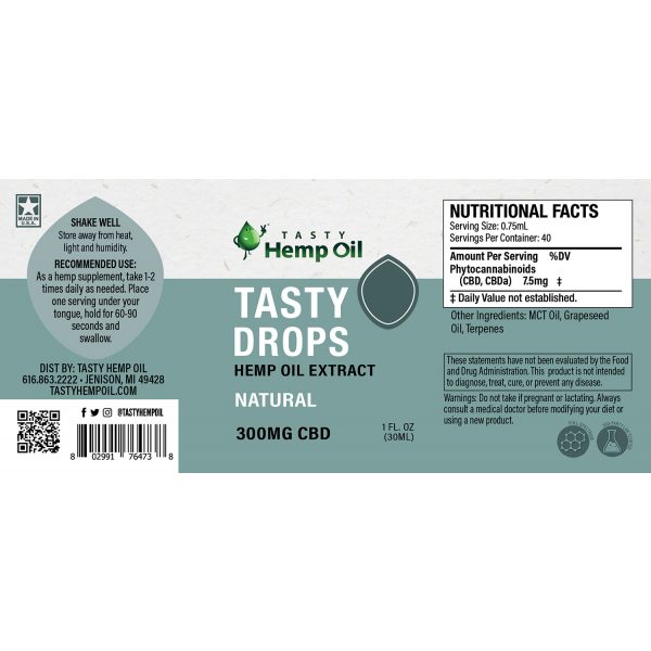 Tasty Drops 1oz (300mg) Natural - Image 4